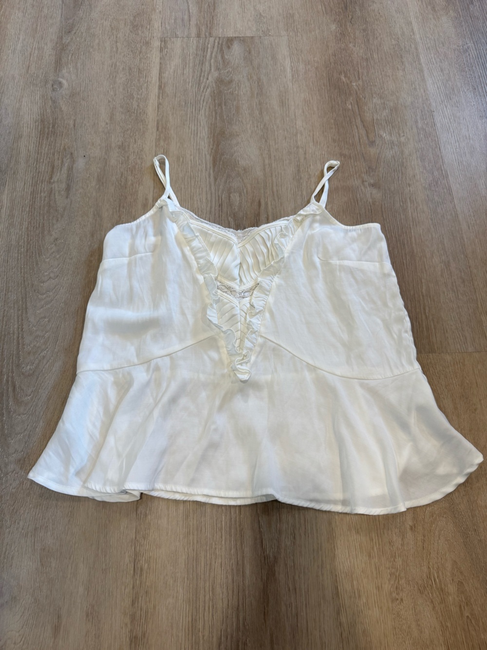 Joe Fresh Cream Ruffle-Trim Satin Camisole